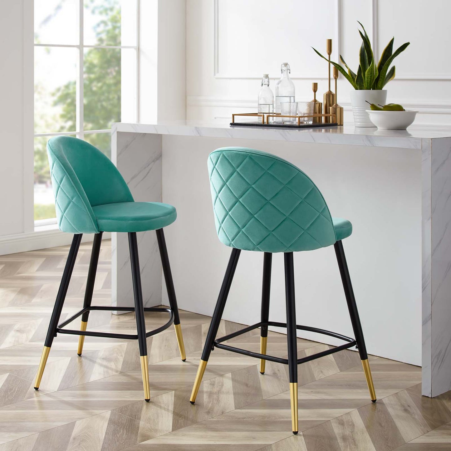 Modway Cordial Performance Velvet Counter Stools - Set of 2 - EEI-4529 | Counter Stools | Modishstore - 23