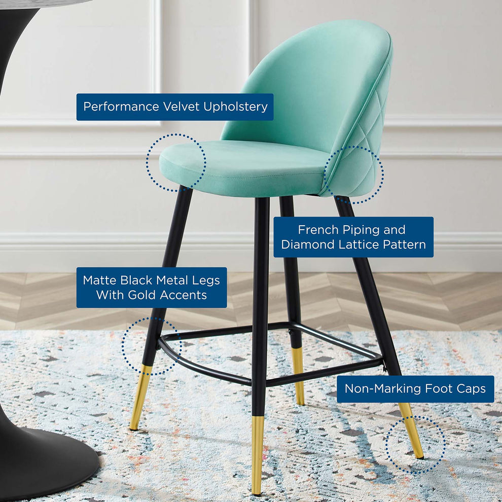 Modway Cordial Performance Velvet Counter Stools - Set of 2 - EEI-4529 | Counter Stools | Modishstore - 27
