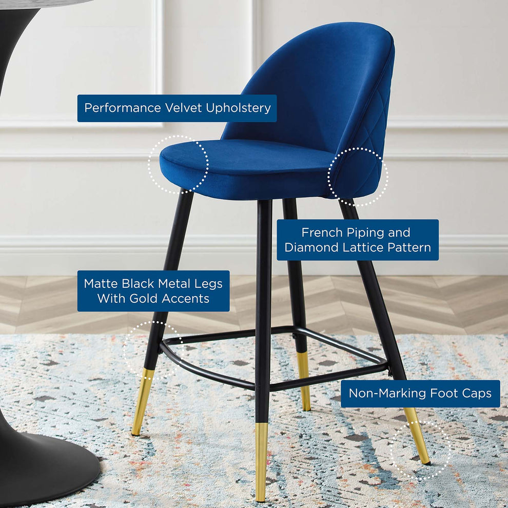 Modway Cordial Performance Velvet Counter Stools - Set of 2 - EEI-4529 | Counter Stools | Modishstore - 36