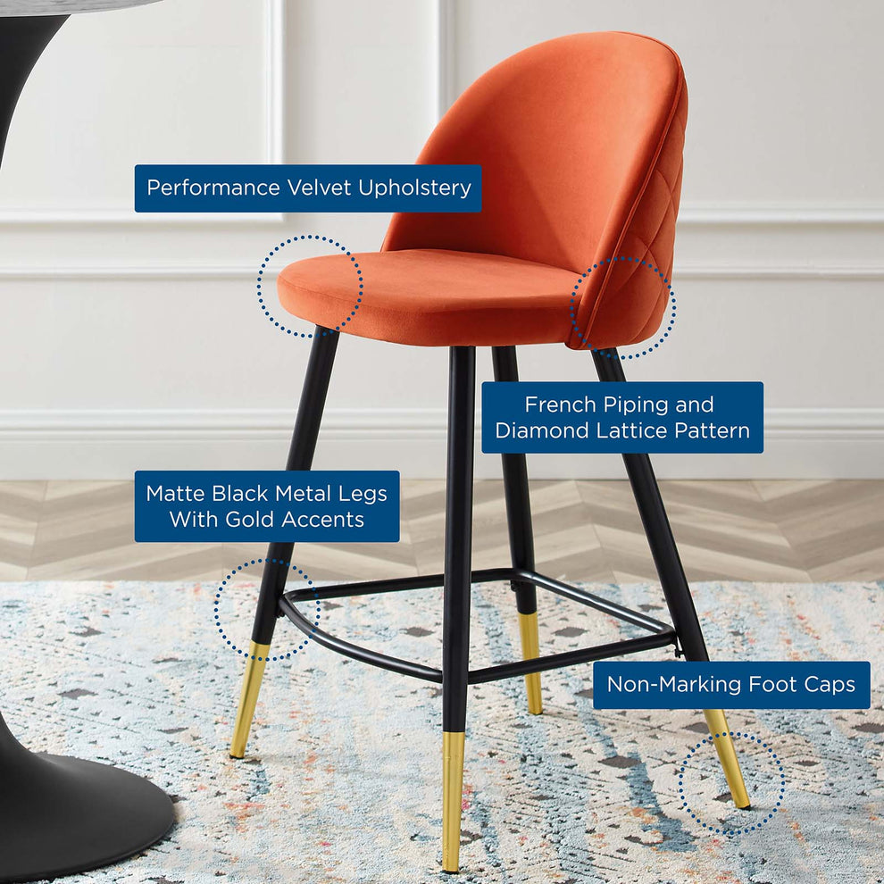 Modway Cordial Performance Velvet Counter Stools - Set of 2 - EEI-4529 | Counter Stools | Modishstore - 45