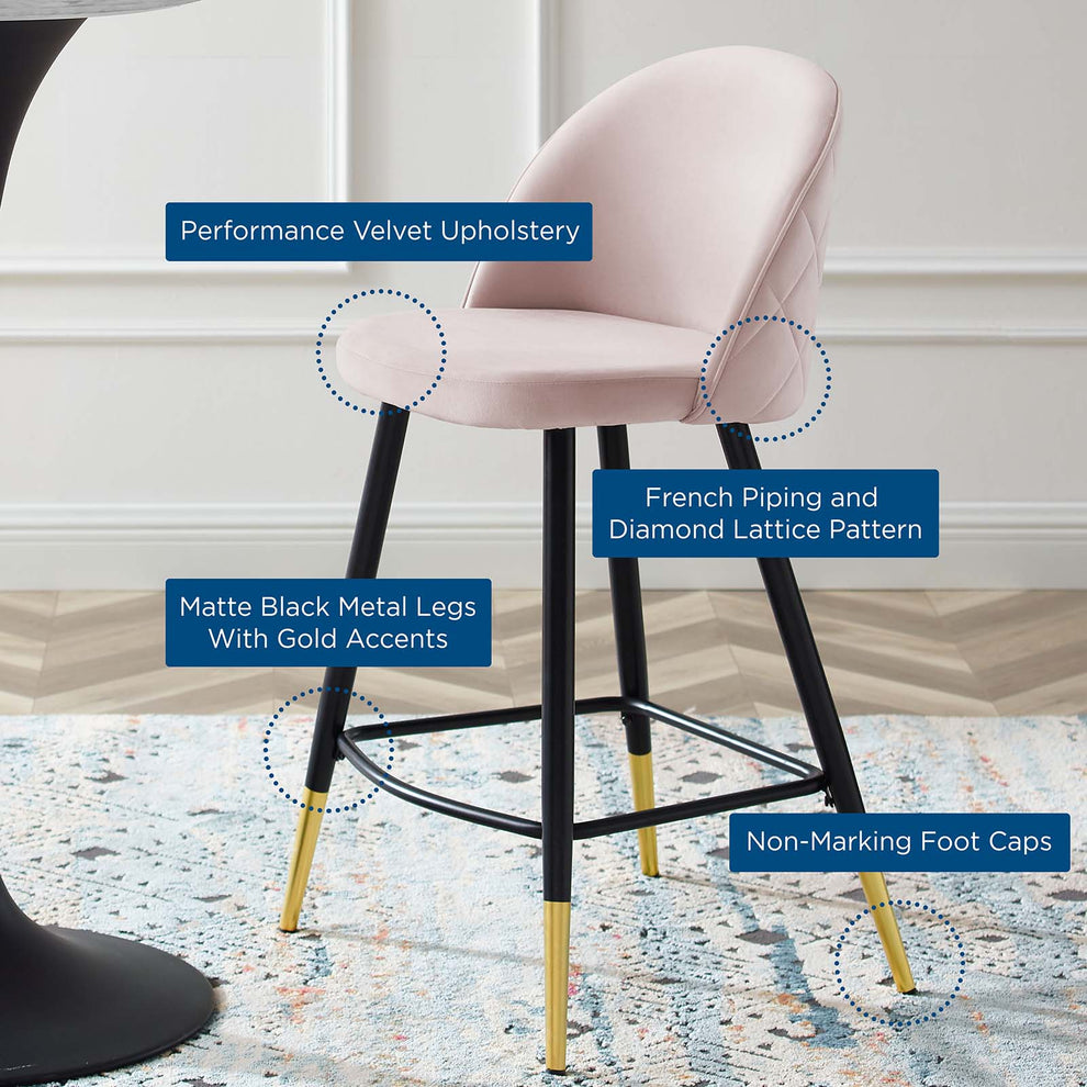 Modway Cordial Performance Velvet Counter Stools - Set of 2 - EEI-4529 | Counter Stools | Modishstore - 54