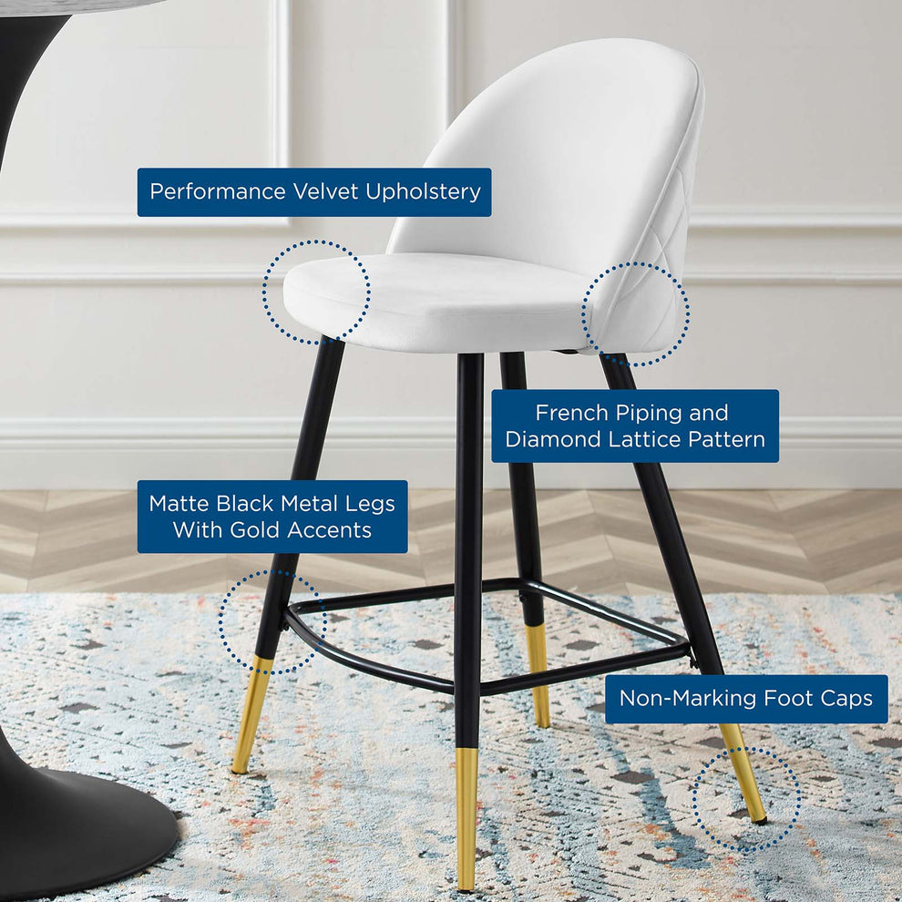 Modway Cordial Performance Velvet Counter Stools - Set of 2 - EEI-4529 | Counter Stools | Modishstore - 63