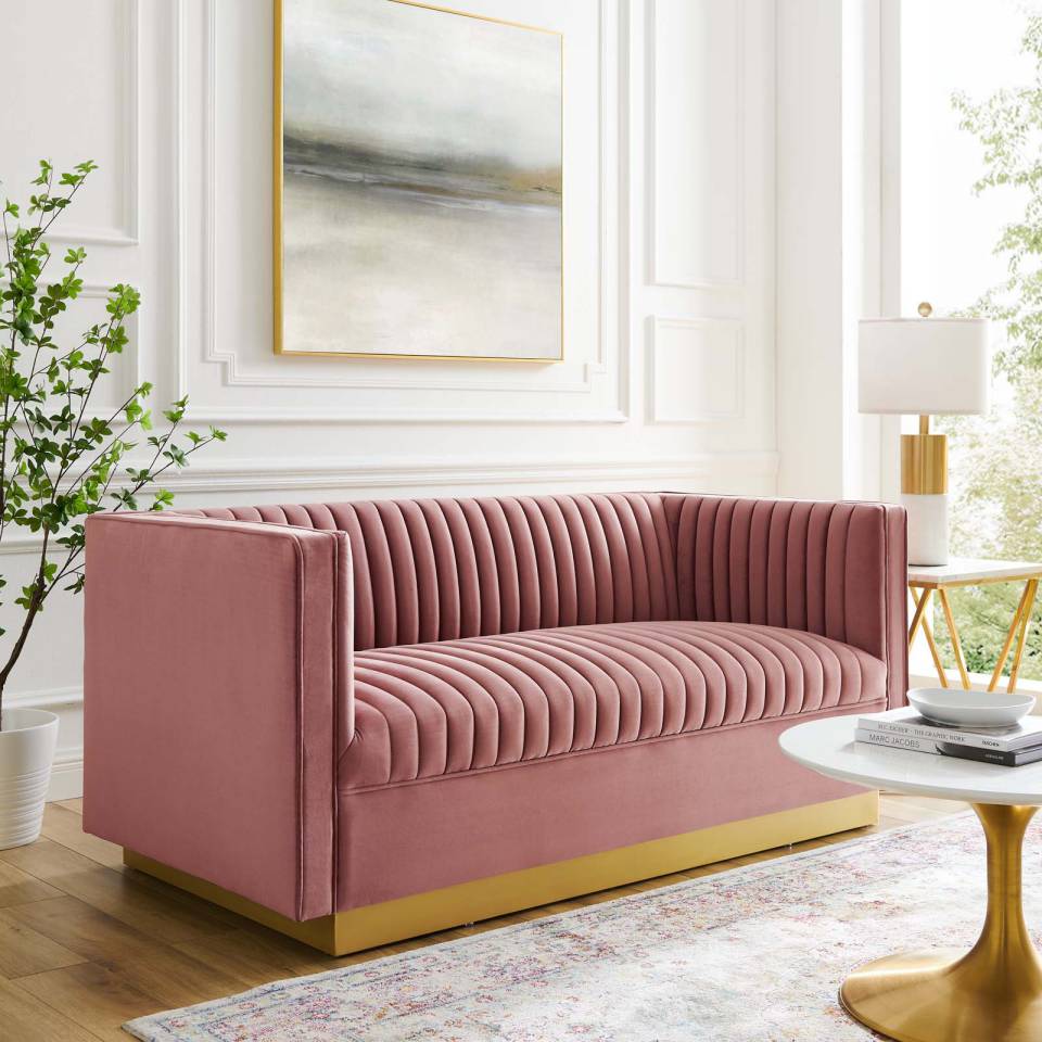 Modway Sanguine Vertical Channel Tufted Performance Velvet Loveseat - EEI-4530 | Loveseats | Modishstore - 1