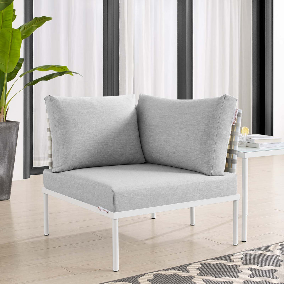 Harmony Sunbrella® Basket Weave Outdoor Patio Aluminum Corner Chair By Modway - EEI-4537 | Outdoor Sofas, Loveseats & Sectionals | Modishstore - 1