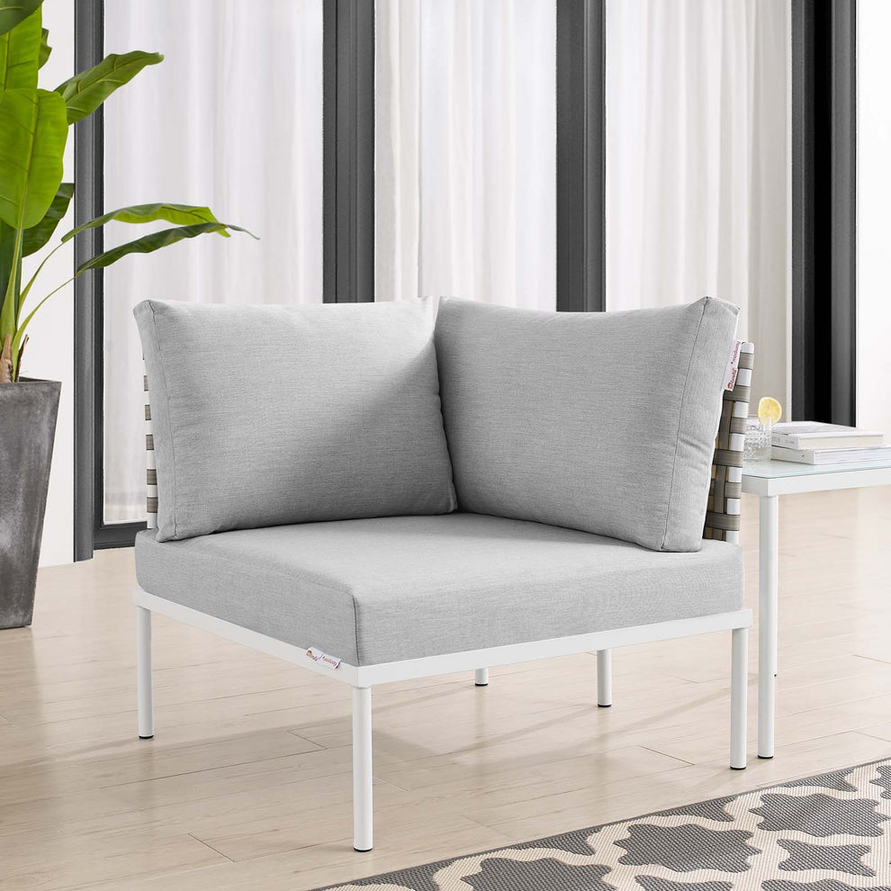 Harmony Sunbrella® Basket Weave Outdoor Patio Aluminum Corner Chair By Modway - EEI-4538 | Outdoor Chairs | Modishstore - 1