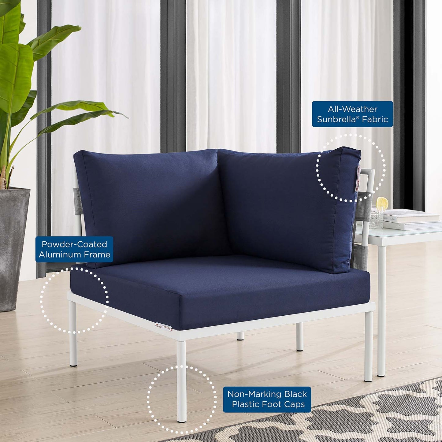 Harmony Sunbrella® Outdoor Patio Aluminum Corner Chair By Modway | Outdoor Patio | Modishstore-11