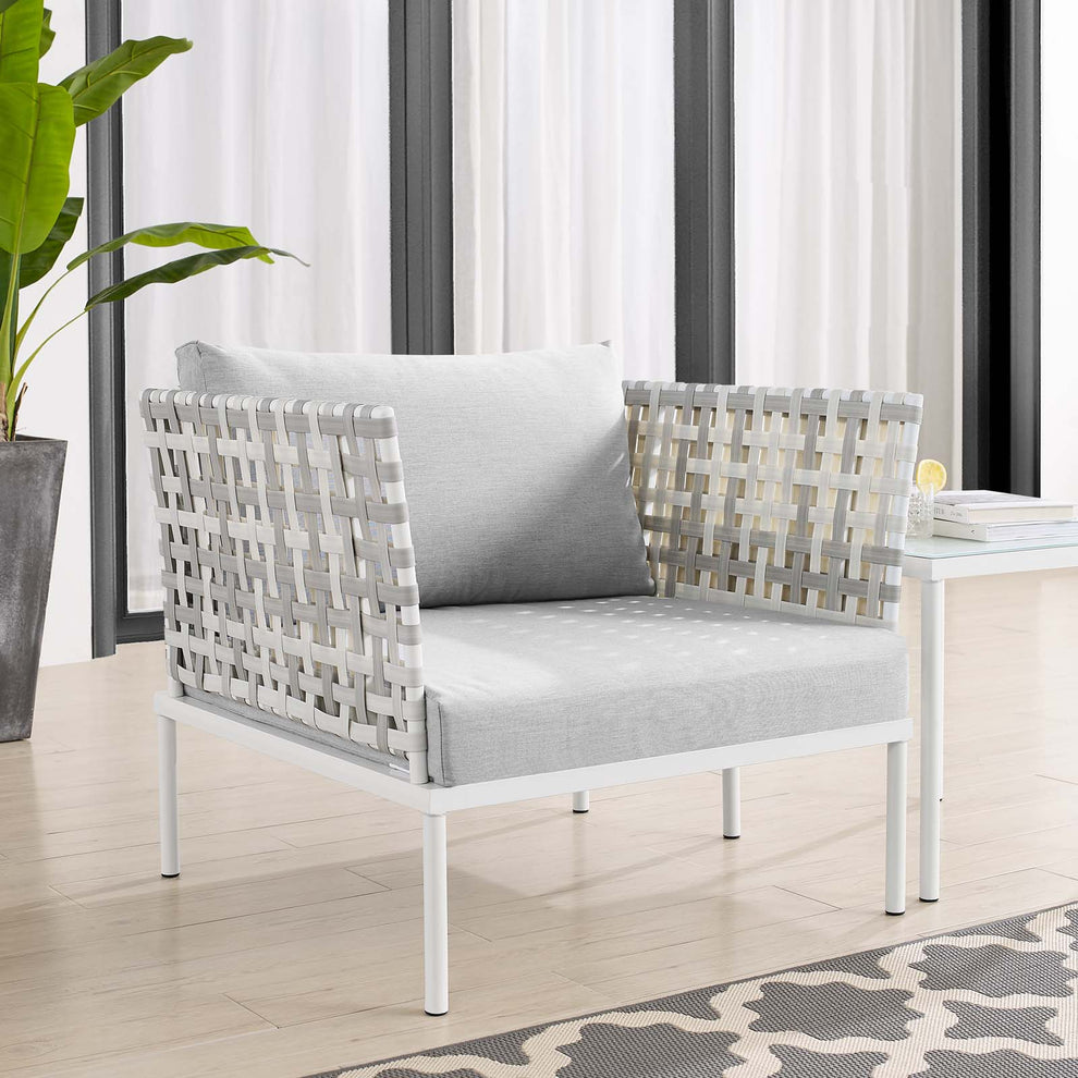 Harmony Sunbrella® Basket Weave Outdoor Patio Aluminum Armchair By Modway - EEI-4541 | Outdoor Chairs | Modishstore - 1