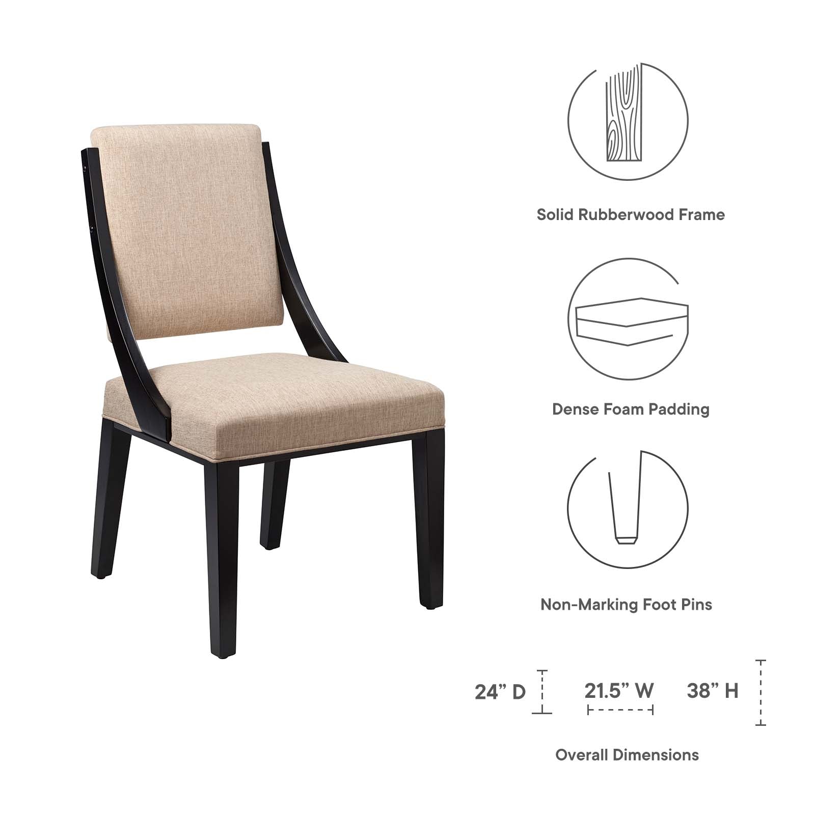 Cambridge Upholstered Fabric Dining Chairs - Set of 2 By Modway - EEI-4553 | Dining Chairs | Modishstore - 7