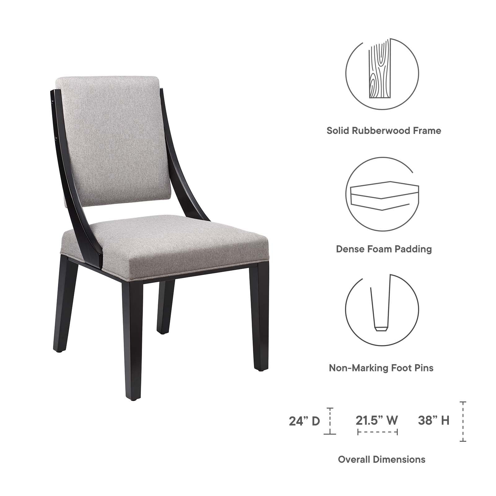Cambridge Upholstered Fabric Dining Chairs - Set of 2 By Modway - EEI-4553 | Dining Chairs | Modishstore - 22