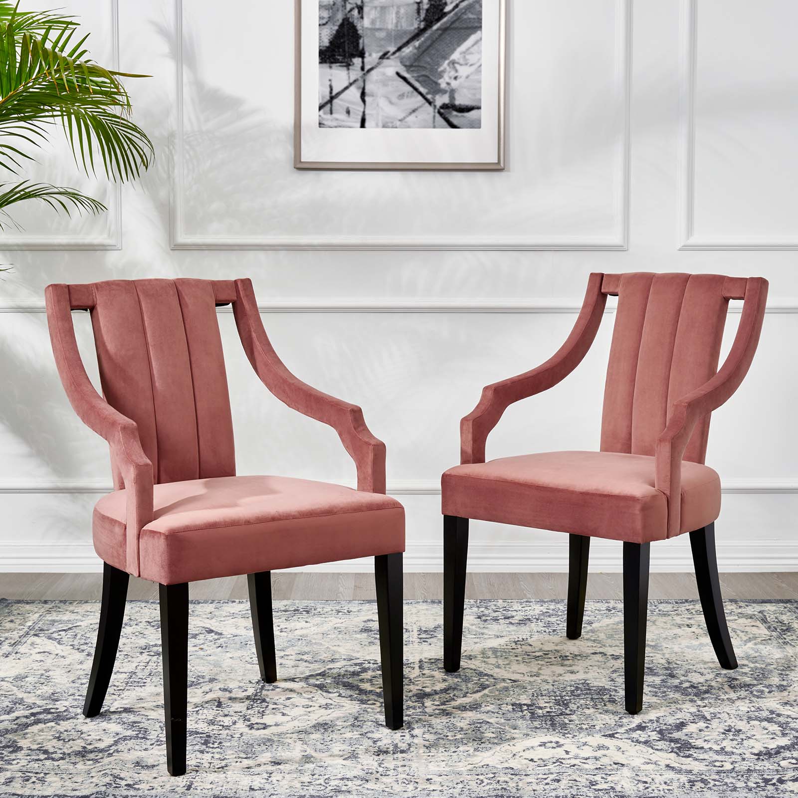 Virtue Performance Velvet Dining Chairs - Set of 2 By Modway - EEI-4554 | Dining Chairs | Modishstore