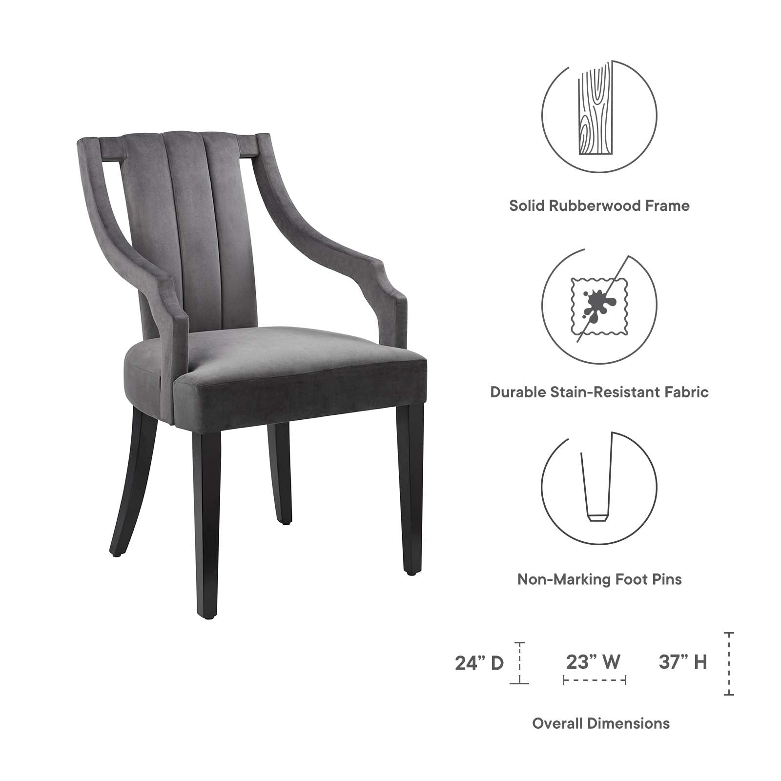 Virtue Performance Velvet Dining Chairs - Set of 2 By Modway - EEI-4554 | Dining Chairs | Modishstore - 14