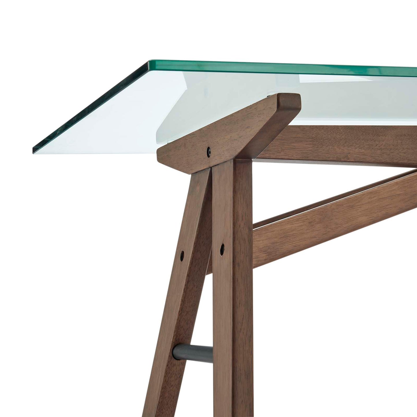Steadfast Glass-Top Glass Top Office Desk By Modway - EEI-4580-WAL | Desks |  Modishstore - 3