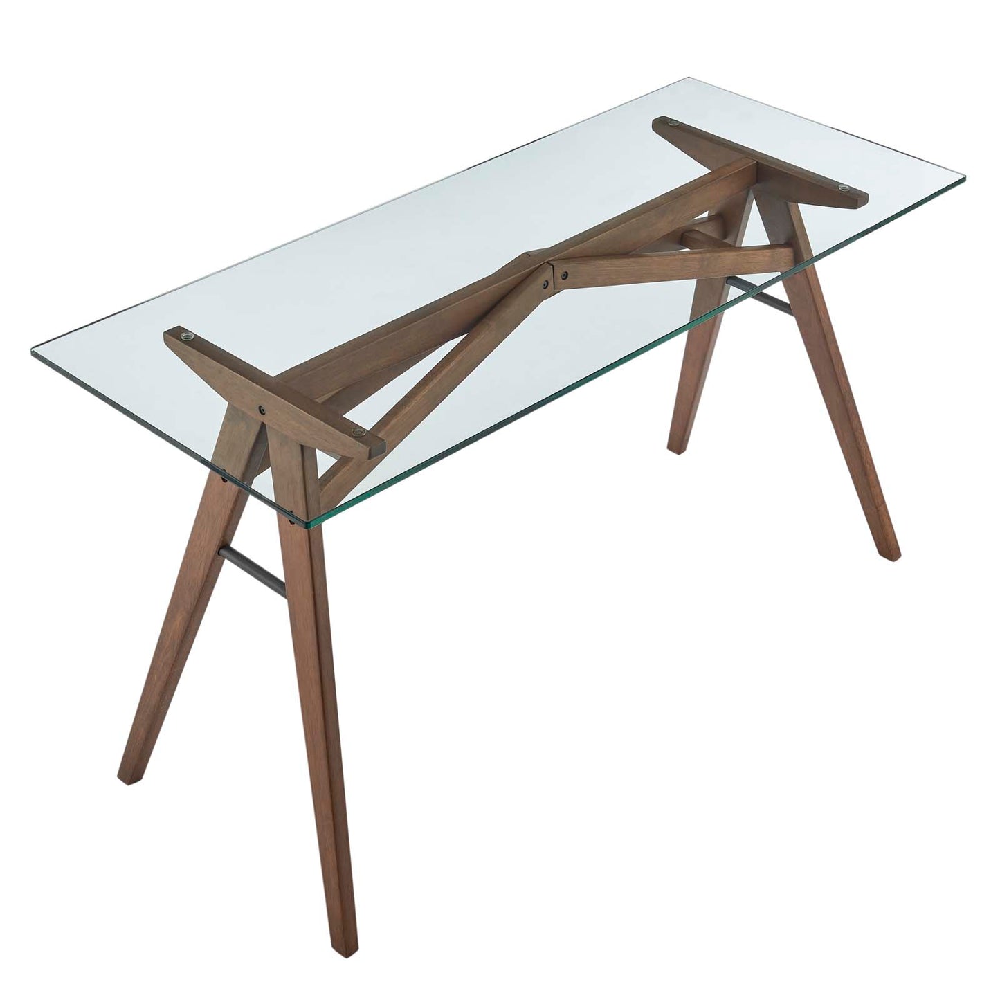 Steadfast Glass-Top Glass Top Office Desk By Modway - EEI-4580-WAL | Desks |  Modishstore - 6