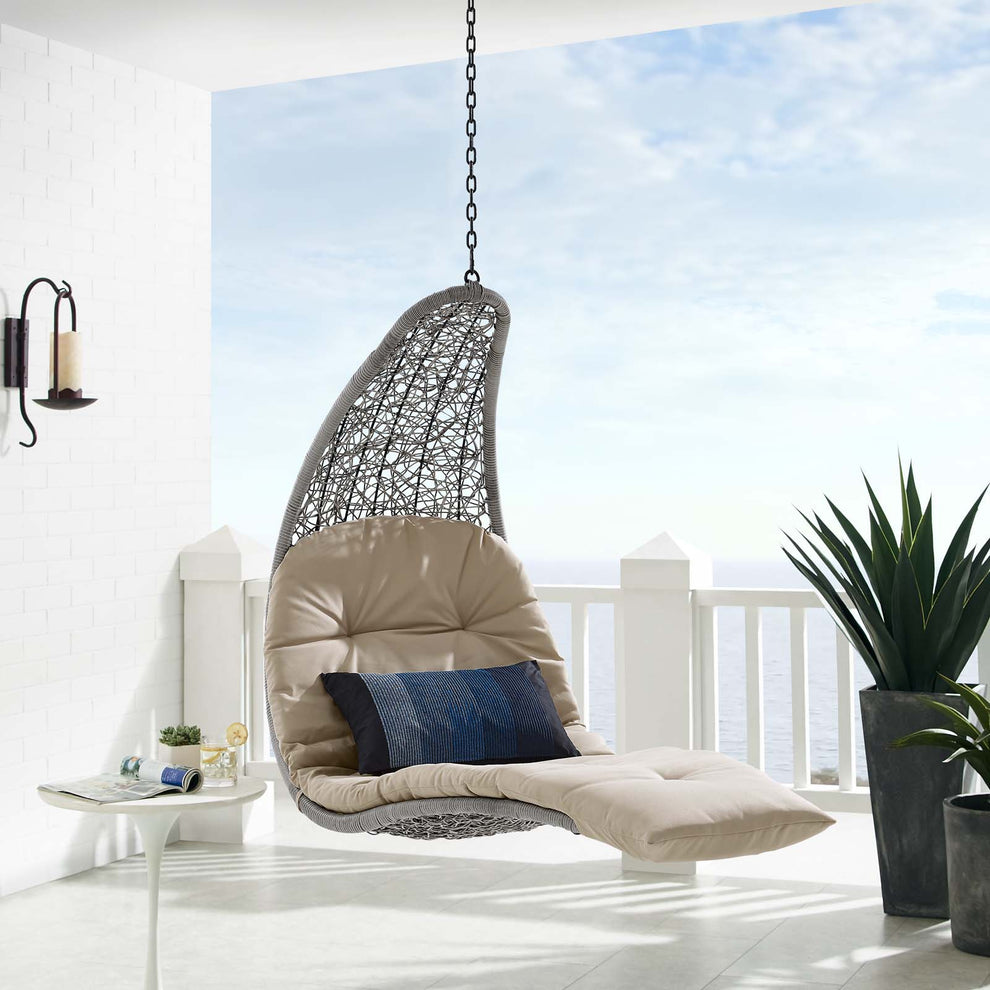 Landscape Outdoor Patio Hanging Chaise Lounge Outdoor Patio Swing Chair By Modway - EEI-4589 | Outdoor Porch Swings | Modishstore - 1