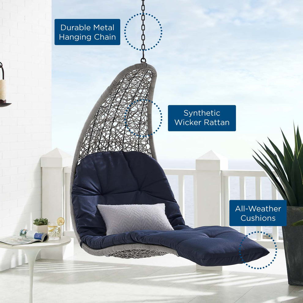 Landscape Outdoor Patio Hanging Chaise Lounge Outdoor Patio Swing Chair By Modway - EEI-4589 | Outdoor Porch Swings | Modishstore - 16