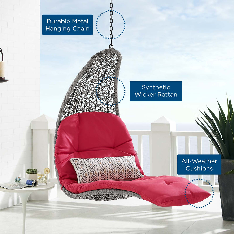 Landscape Outdoor Patio Hanging Chaise Lounge Outdoor Patio Swing Chair By Modway - EEI-4589 | Outdoor Porch Swings | Modishstore - 21