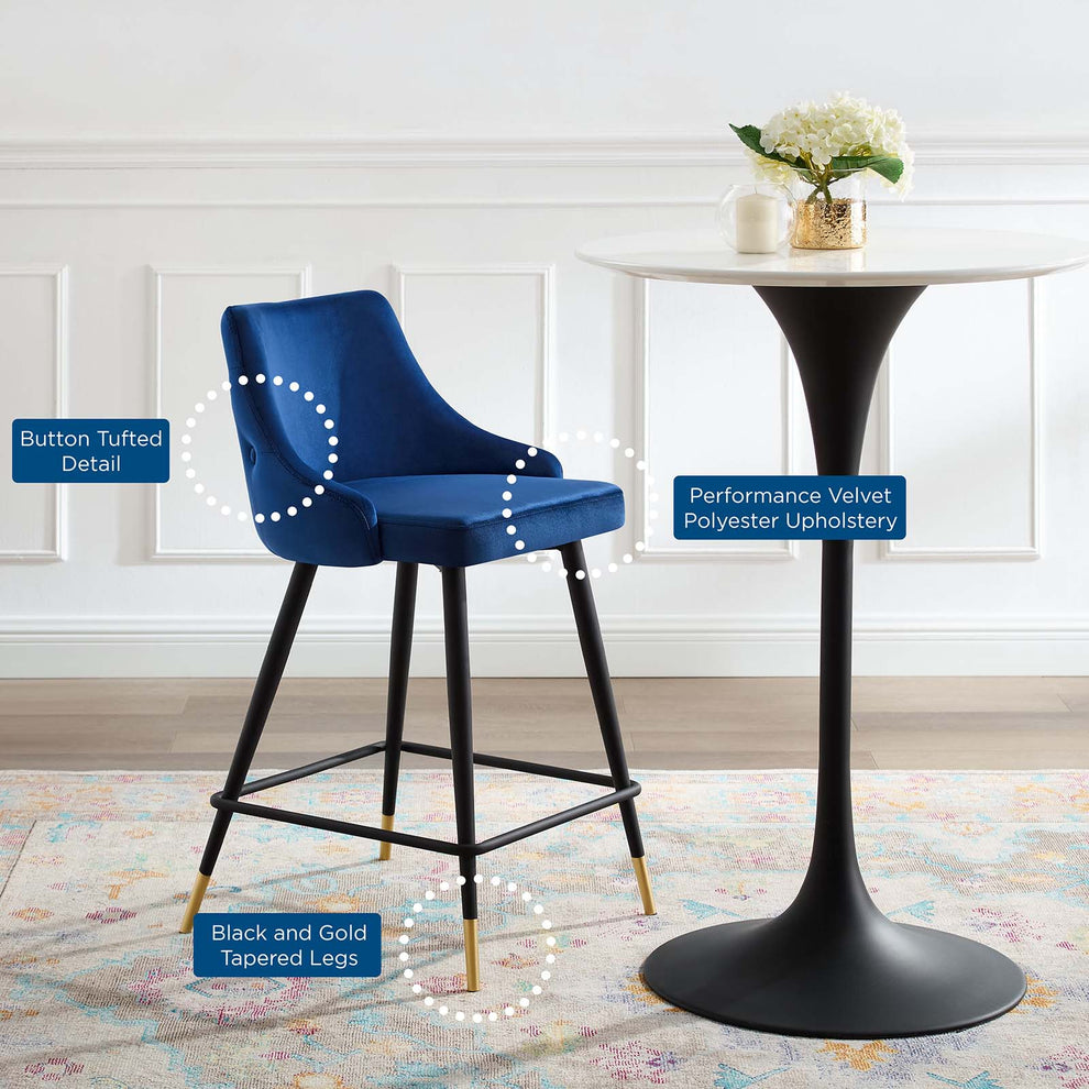 Adorn Performance Velvet Counter Stool Set of 2 By Modway - EEI-4594 | Counter Stools | Modishstore - 9