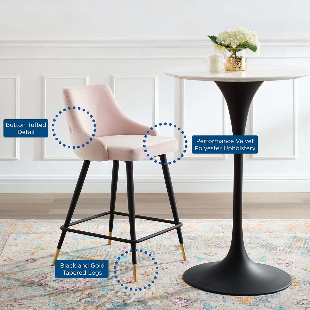 Adorn Performance Velvet Counter Stool Set of 2 By Modway - EEI-4594 | Counter Stools | Modishstore - 17