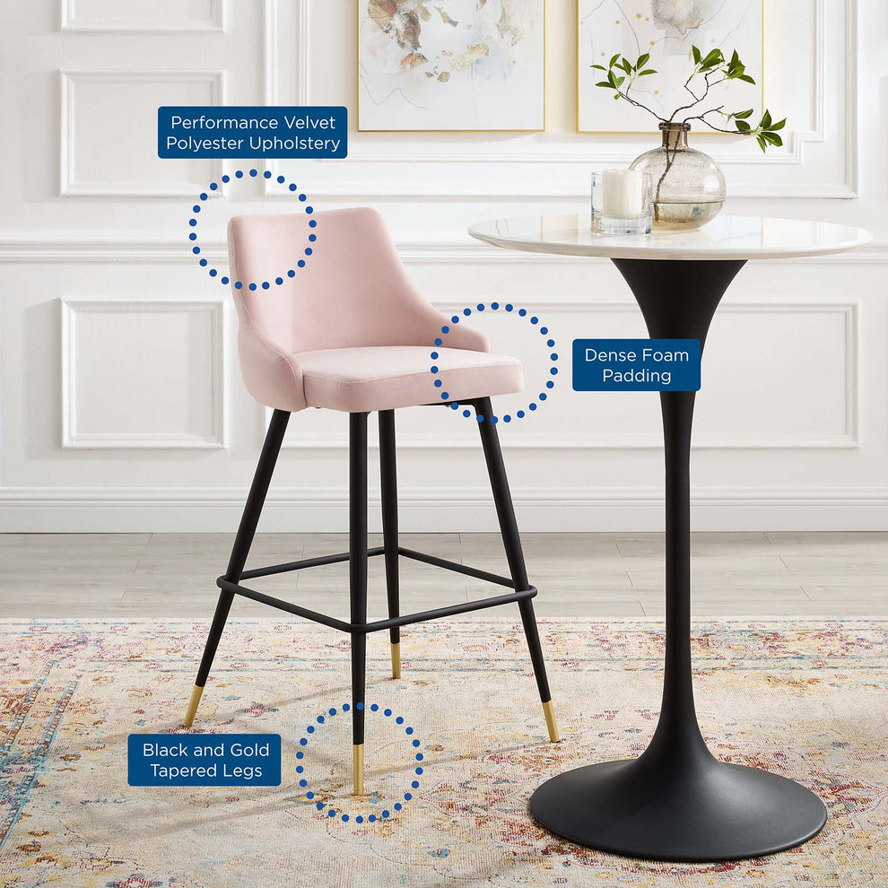 Adorn Performance Velvet Bar Stool Set of 2 By Modway - EEI-4595 | Bar Stools | Modishstore - 17