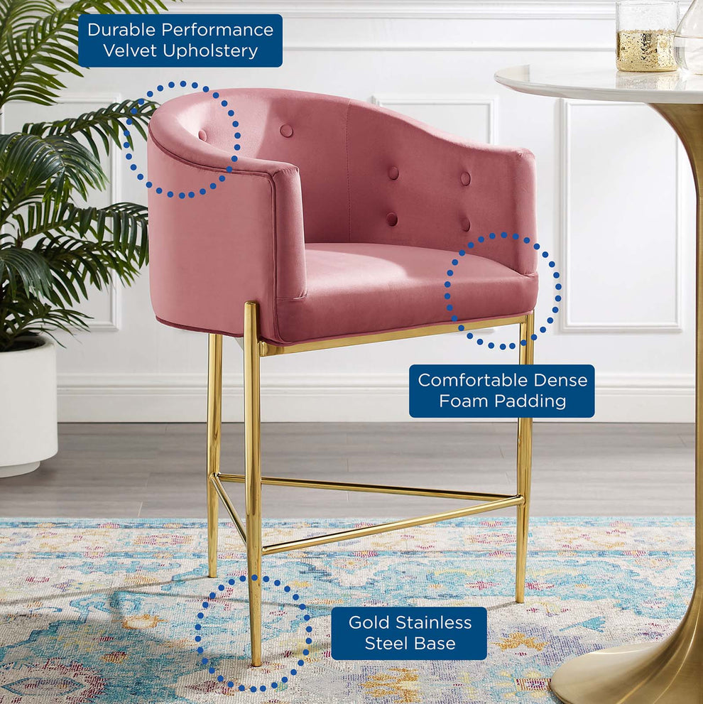 Savour Tufted Performance Velvet Counter Stool Set of 2 By Modway - EEI-4596 | Counter Stools | Modishstore - 2