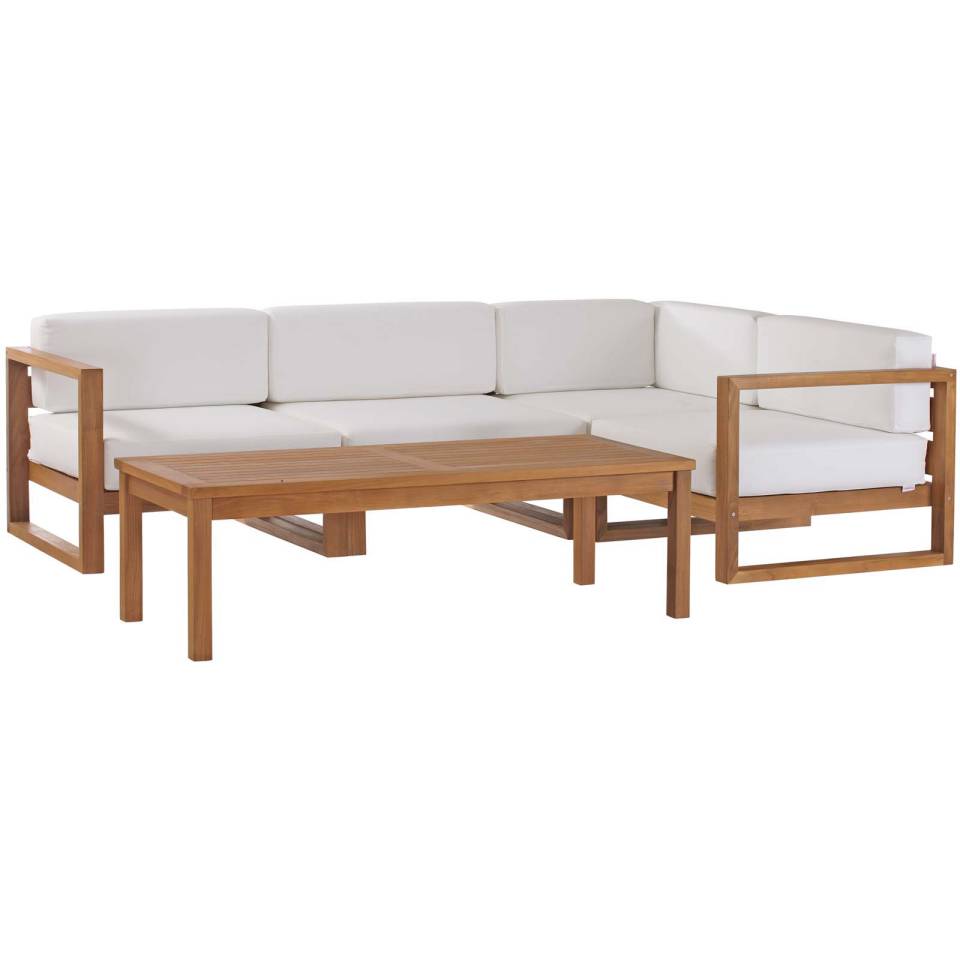 Modway Upland Outdoor Patio Teak Wood 5-Piece Sectional Sofa Set | Outdoor Sofas, Loveseats & Sectionals | Modishstore-3