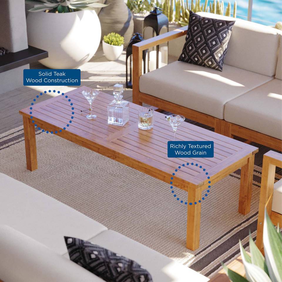 Modway Upland Outdoor Patio Teak Wood 5-Piece Sectional Sofa Set - EEI-4619 | Outdoor Sofas, Loveseats & Sectionals | Modishstore - 2
