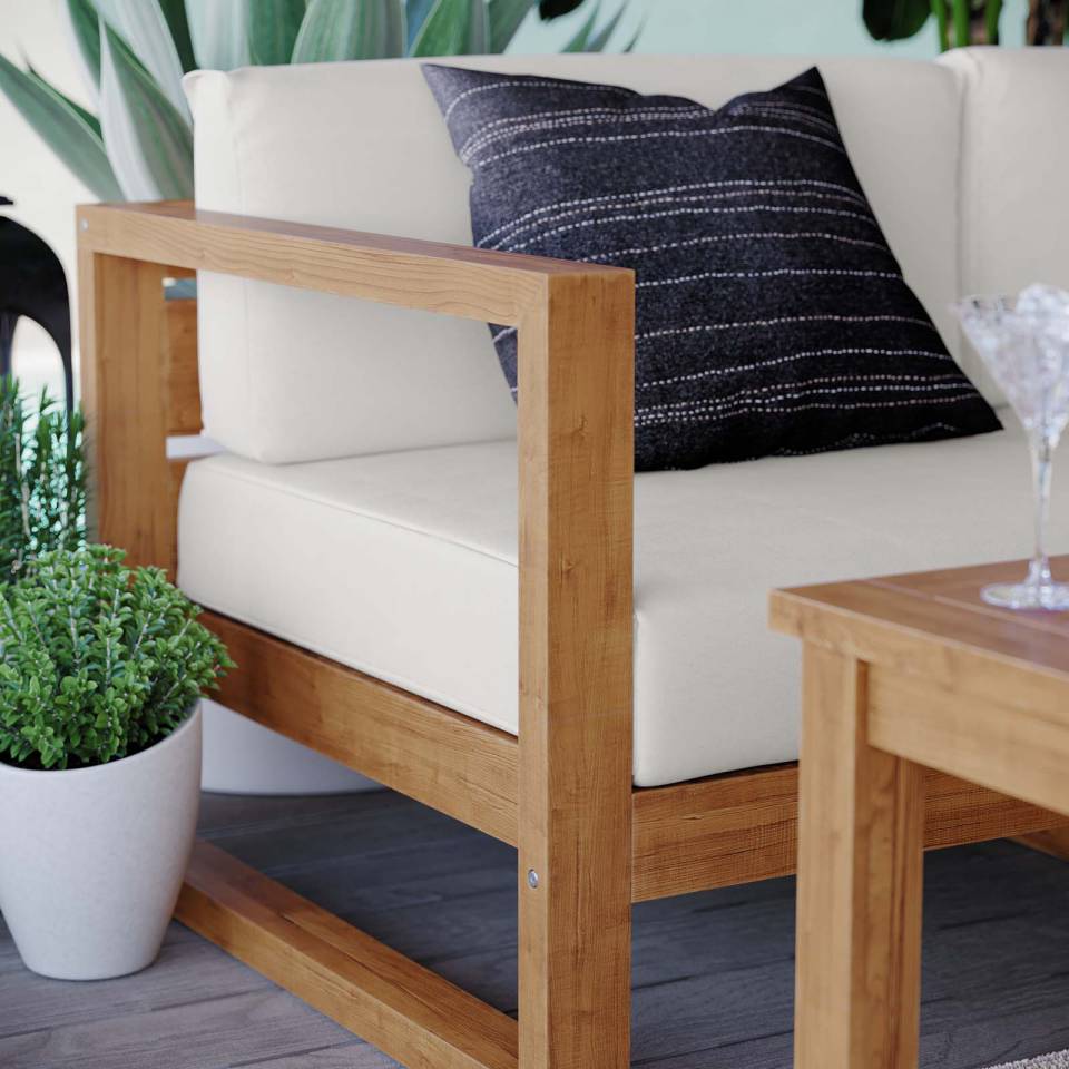 Modway Upland Outdoor Patio Teak Wood 5-Piece Sectional Sofa Set - EEI-4619 | Outdoor Sofas, Loveseats & Sectionals | Modishstore - 16
