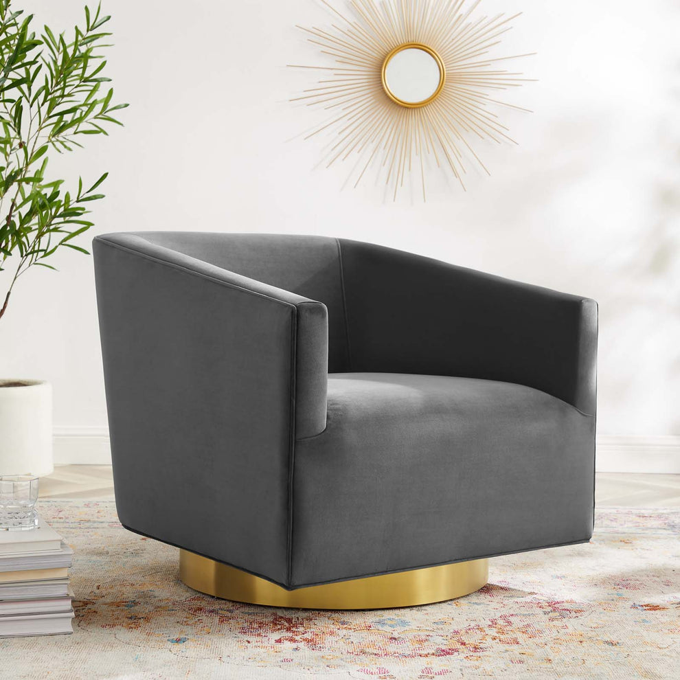 Twist Accent Lounge Performance Velvet Swivel Chair By Modway - EEI-4626 | Lounge Chairs | Modishstore - 1