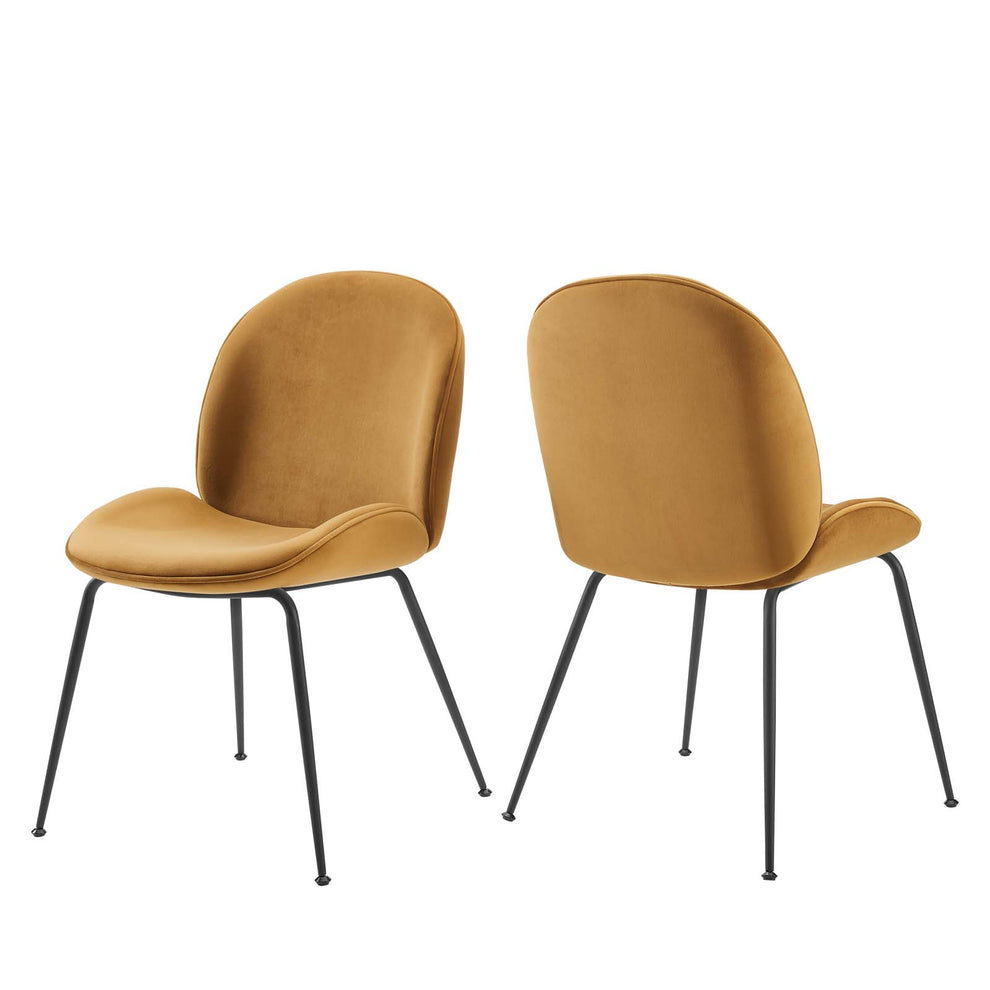 Scoop Black Powder Coated Steel Leg Performance Velvet Dining Chairs - Set of 2 By Modway - EEI-4635 | Dining Chairs | Modishstore - 3