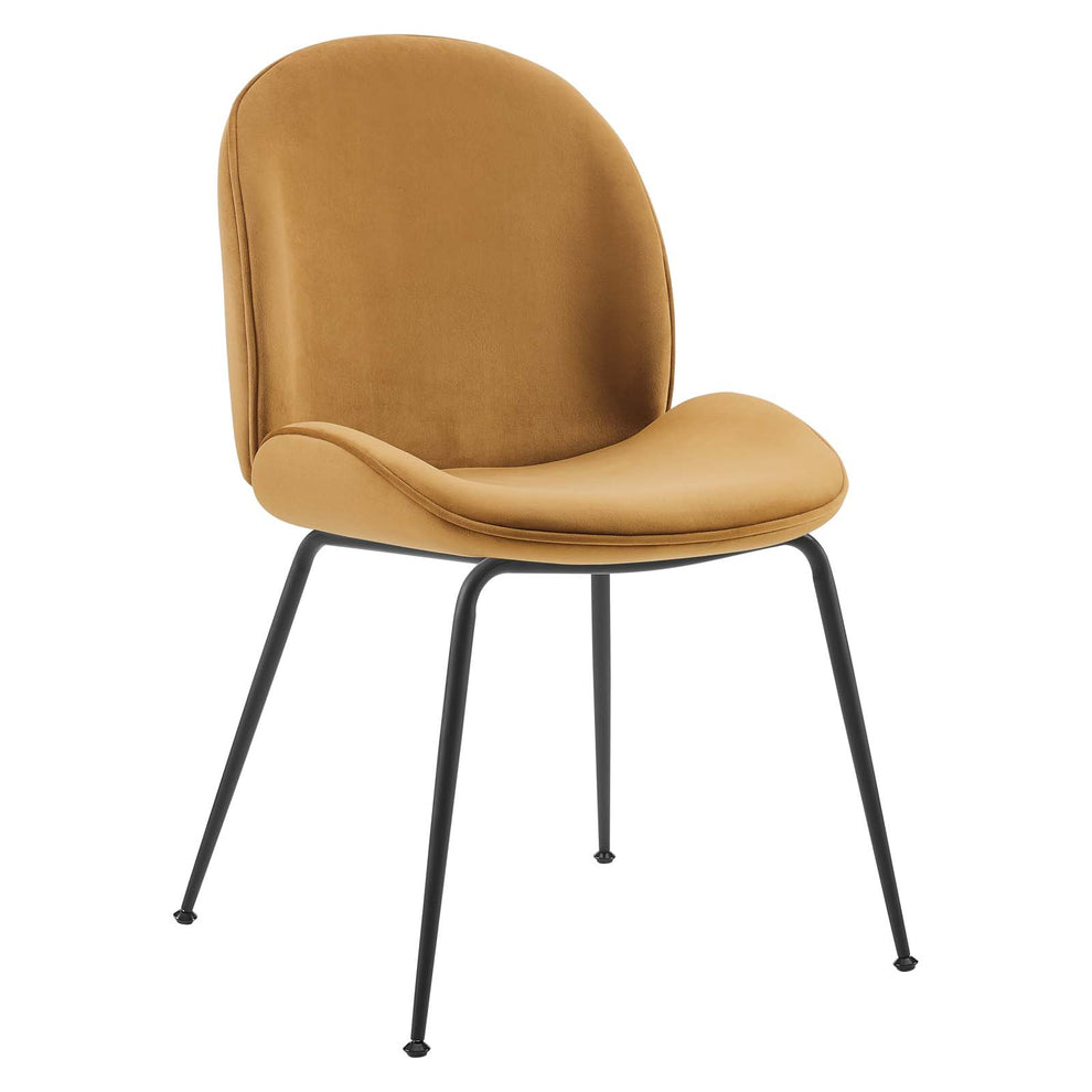 Scoop Black Powder Coated Steel Leg Performance Velvet Dining Chairs - Set of 2 By Modway - EEI-4635 | Dining Chairs | Modishstore - 4