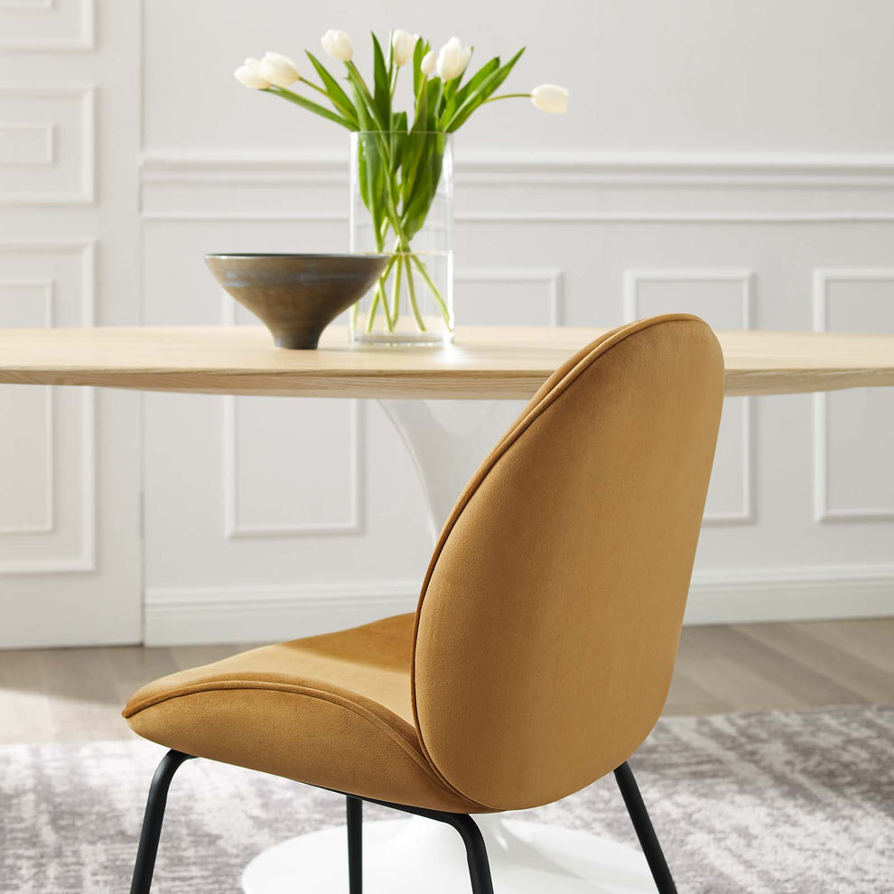 Scoop Black Powder Coated Steel Leg Performance Velvet Dining Chairs - Set of 2 By Modway - EEI-4635 | Dining Chairs | Modishstore - 2
