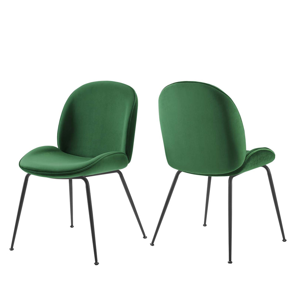 Scoop Black Powder Coated Steel Leg Performance Velvet Dining Chairs - Set of 2 By Modway - EEI-4635 | Dining Chairs | Modishstore - 10