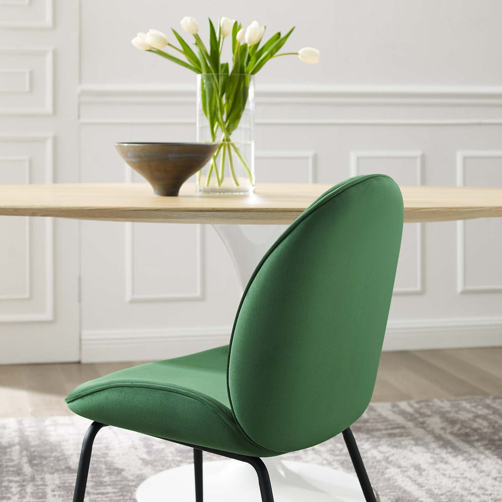 Scoop Black Powder Coated Steel Leg Performance Velvet Dining Chairs - Set of 2 By Modway - EEI-4635 | Dining Chairs | Modishstore - 9