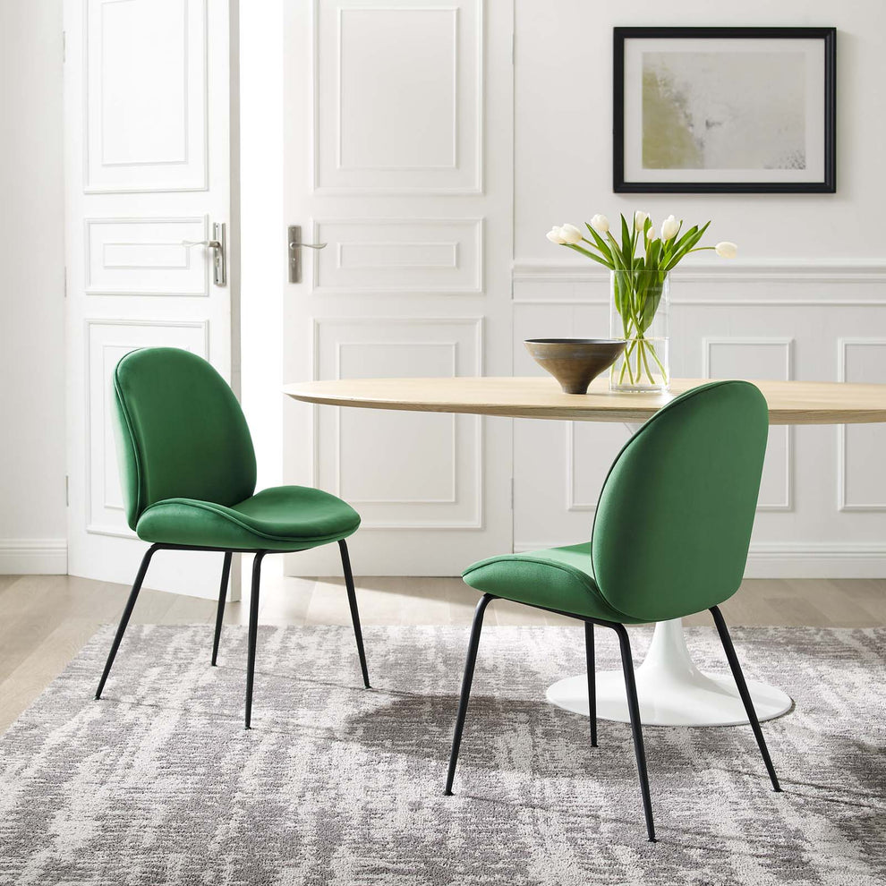 Scoop Black Powder Coated Steel Leg Performance Velvet Dining Chairs - Set of 2 By Modway - EEI-4635 | Dining Chairs | Modishstore - 8