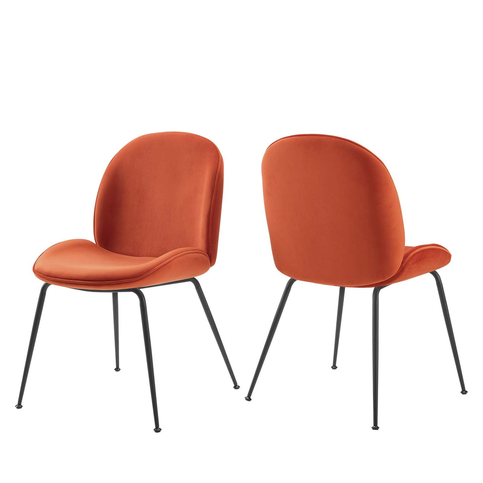 Scoop Black Powder Coated Steel Leg Performance Velvet Dining Chairs - Set of 2 By Modway - EEI-4635 | Dining Chairs | Modishstore - 17