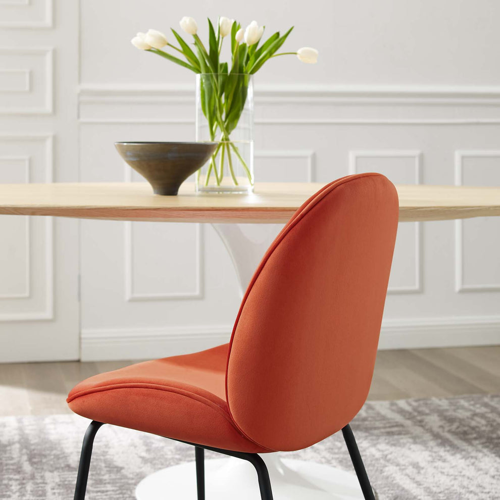 Scoop Black Powder Coated Steel Leg Performance Velvet Dining Chairs - Set of 2 By Modway - EEI-4635 | Dining Chairs | Modishstore - 16