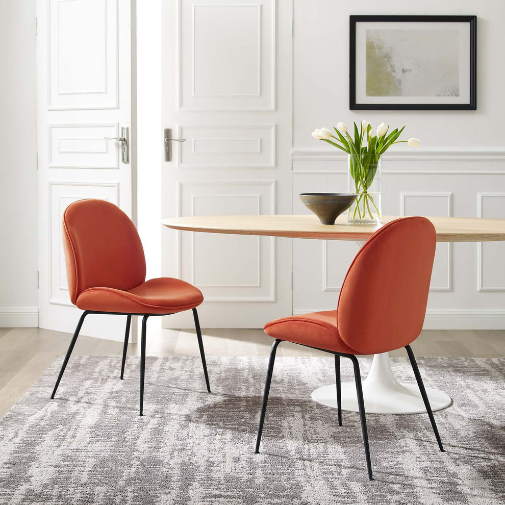 Scoop Black Powder Coated Steel Leg Performance Velvet Dining Chairs - Set of 2 By Modway - EEI-4635 | Dining Chairs | Modishstore - 15