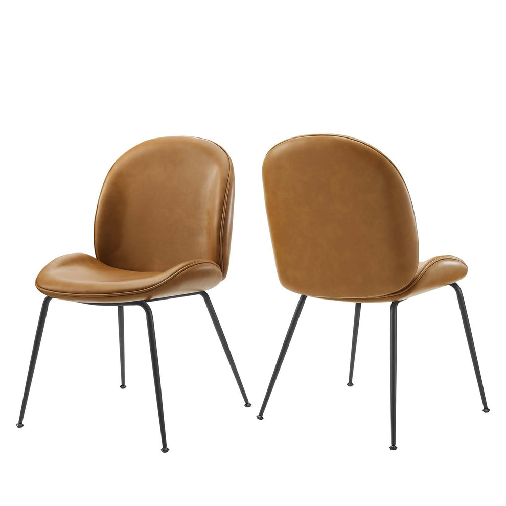 Scoop Black Powder Coated Steel Leg Vegan Leather Dining Chairs - Set of 2 By Modway - EEI-4636 | Dining Chairs | Modishstore - 2