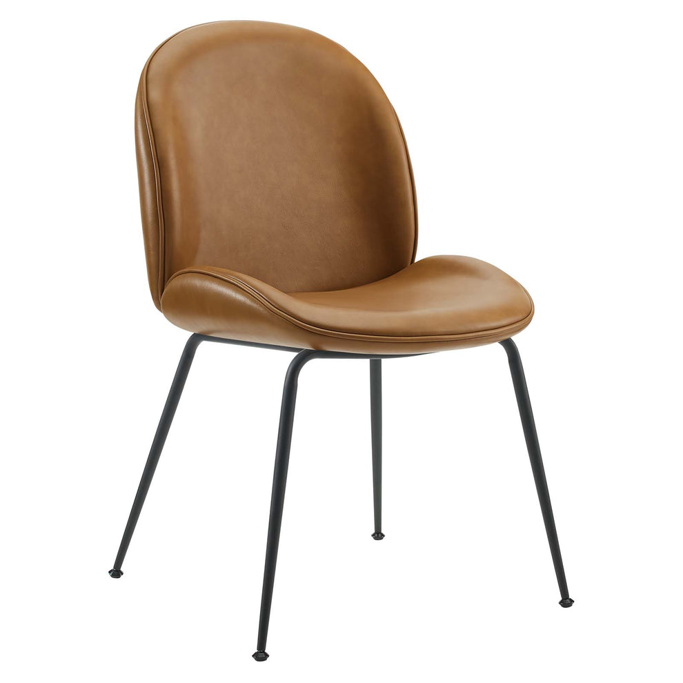 Scoop Black Powder Coated Steel Leg Vegan Leather Dining Chairs - Set of 2 By Modway - EEI-4636 | Dining Chairs | Modishstore - 3