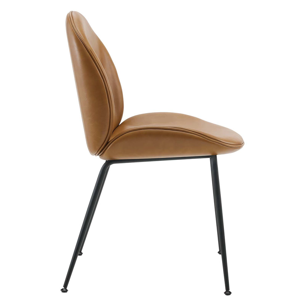 Scoop Black Powder Coated Steel Leg Vegan Leather Dining Chairs - Set of 2 By Modway - EEI-4636 | Dining Chairs | Modishstore - 4