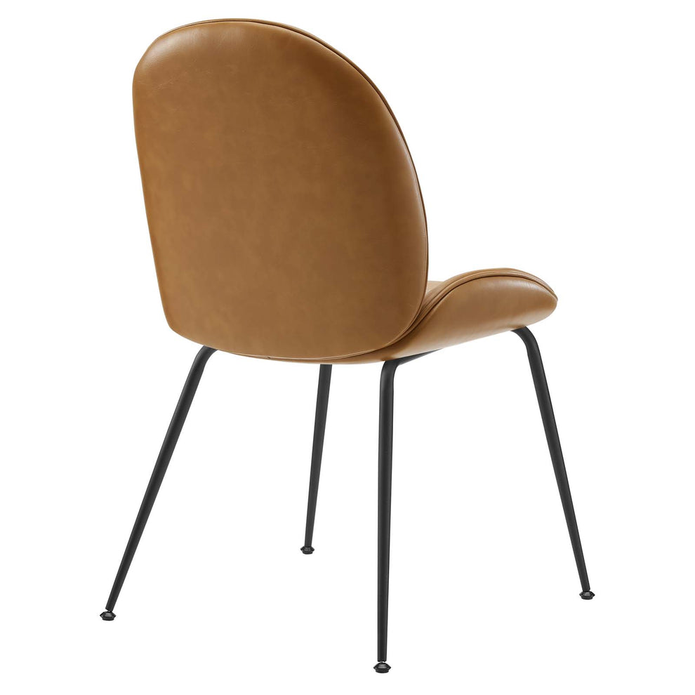 Scoop Black Powder Coated Steel Leg Vegan Leather Dining Chairs - Set of 2 By Modway - EEI-4636 | Dining Chairs | Modishstore - 5