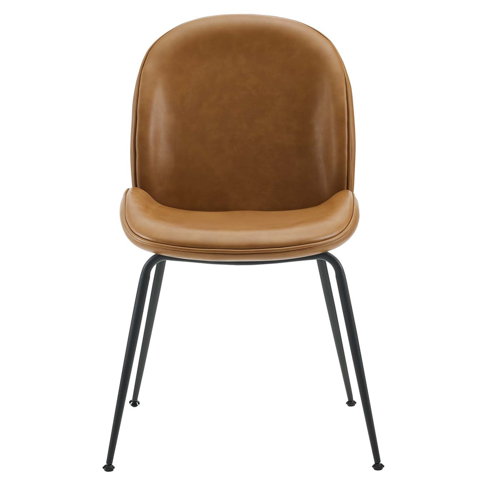Scoop Black Powder Coated Steel Leg Vegan Leather Dining Chairs - Set of 2 By Modway - EEI-4636 | Dining Chairs | Modishstore - 6