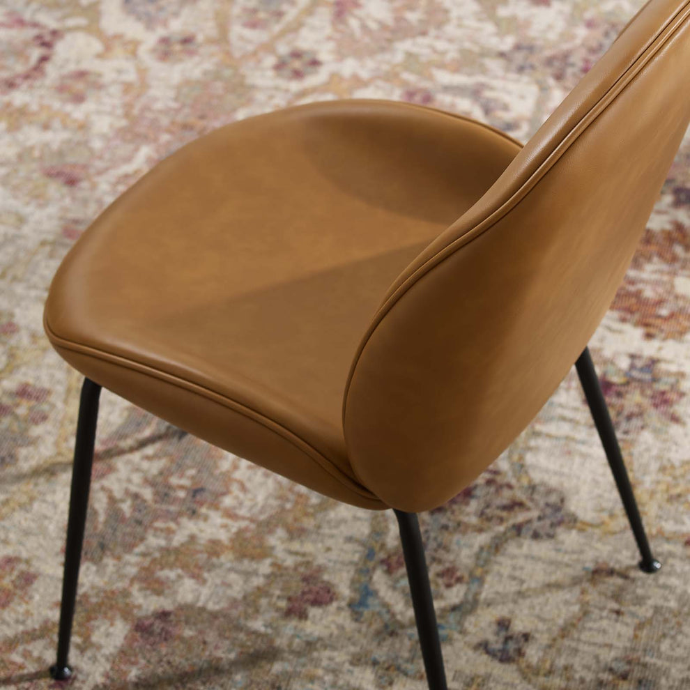 Scoop Black Powder Coated Steel Leg Vegan Leather Dining Chairs - Set of 2 By Modway - EEI-4636 | Dining Chairs | Modishstore - 7