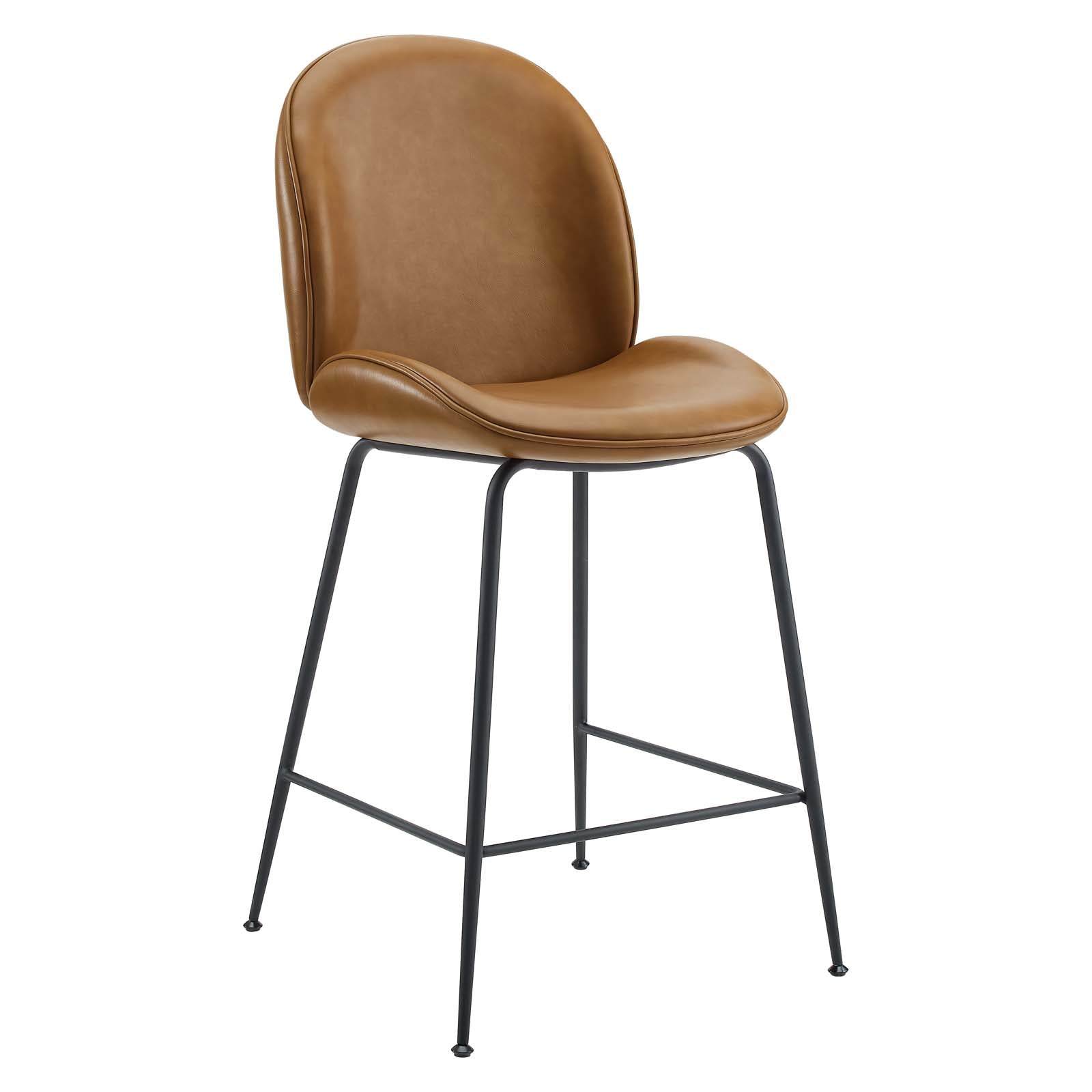Scoop Black Powder Coated Steel Leg Vegan Leather Counter Stool By Modway - EEI-4638 | Counter Stools | Modishstore - 2