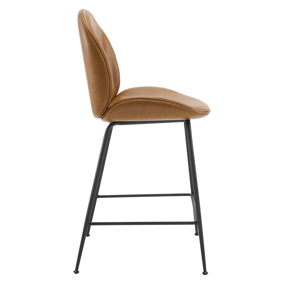 Scoop Black Powder Coated Steel Leg Vegan Leather Counter Stool By Modway - EEI-4638 | Counter Stools | Modishstore - 3