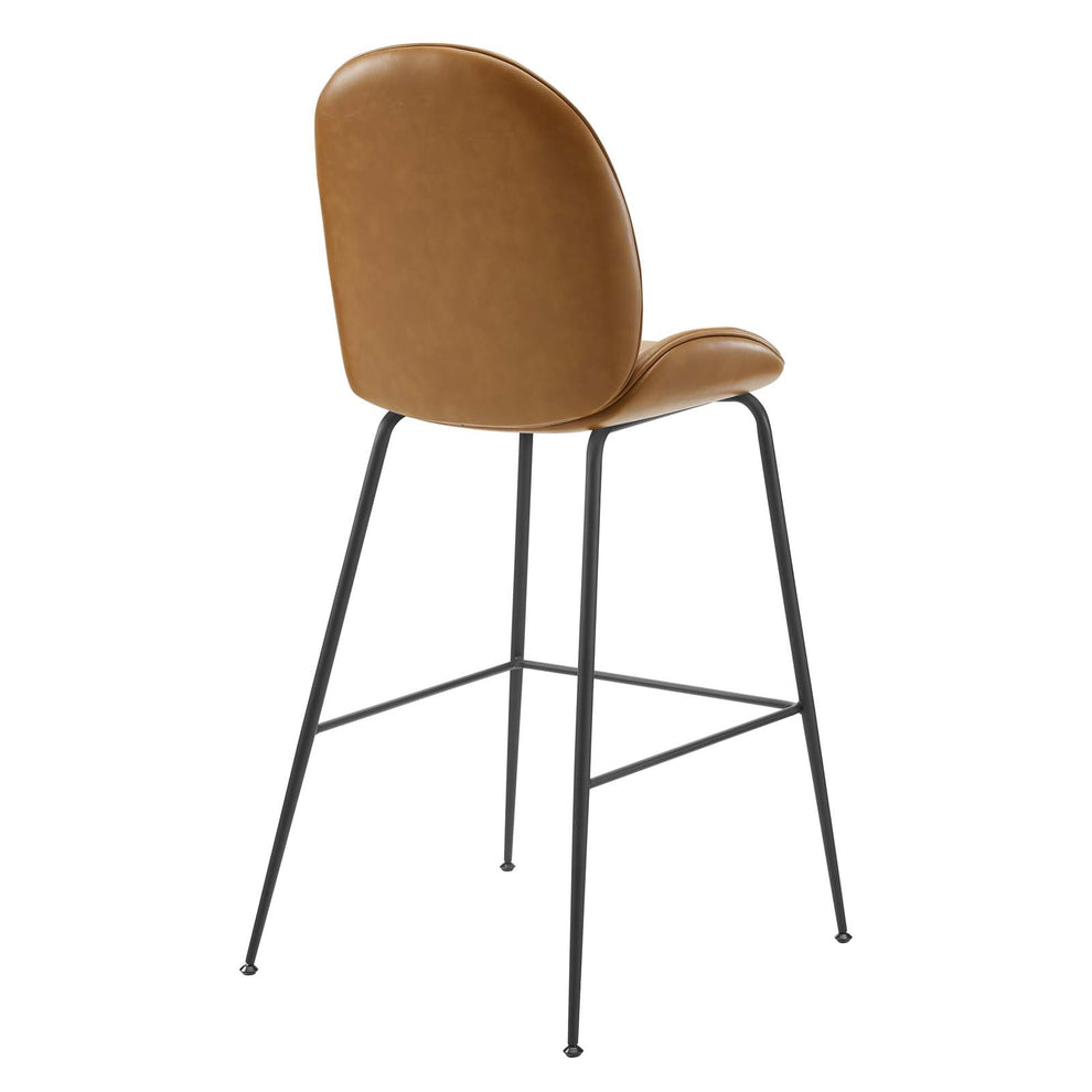 Scoop Black Powder Coated Steel Leg Vegan Leather Bar Stool By Modway - EEI-4640 | Bar Stools | Modishstore - 4