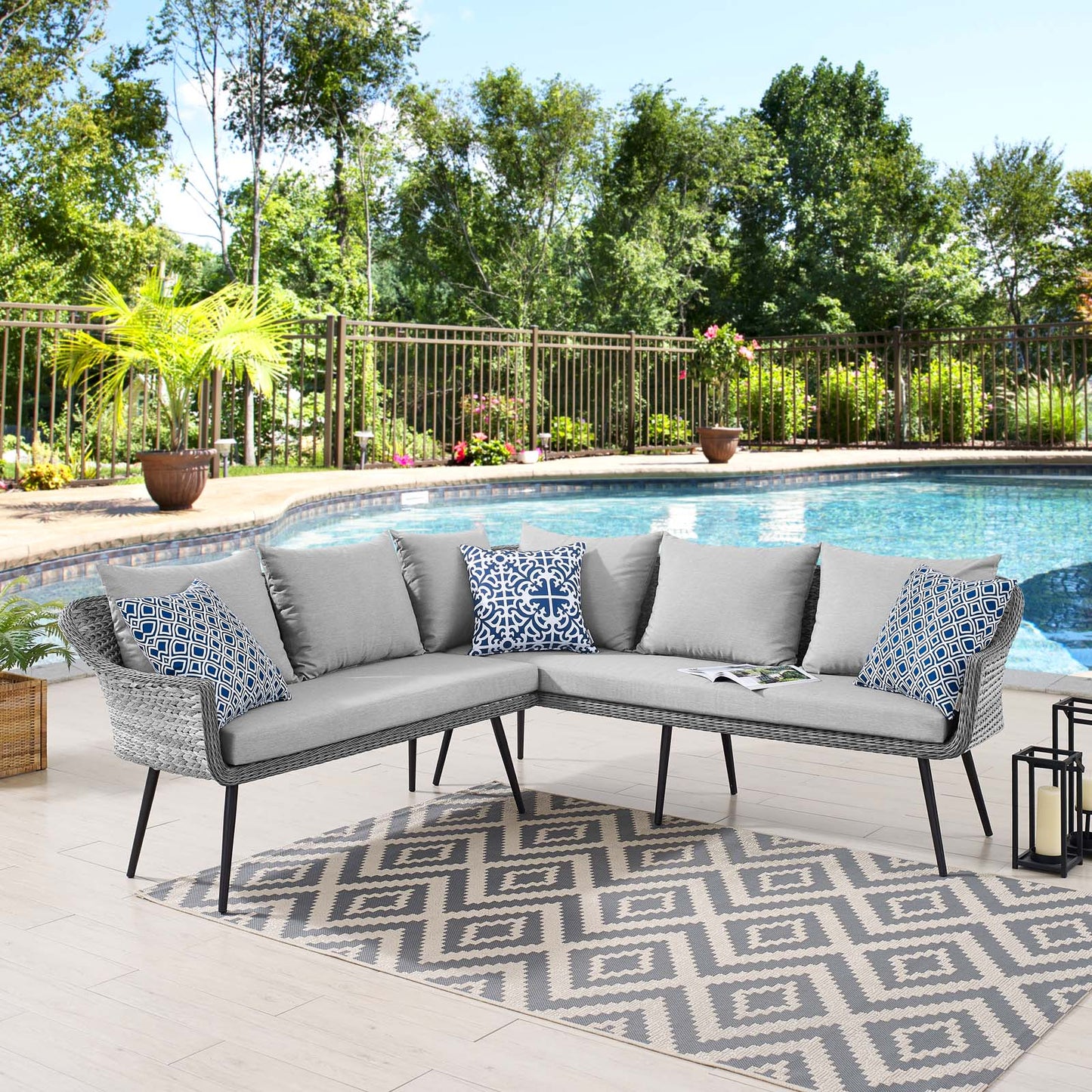 Modway Endeavor Outdoor Patio Wicker Rattan Sectional Sofa | Outdoor Sofas, Loveseats & Sectionals | Modishstore-2