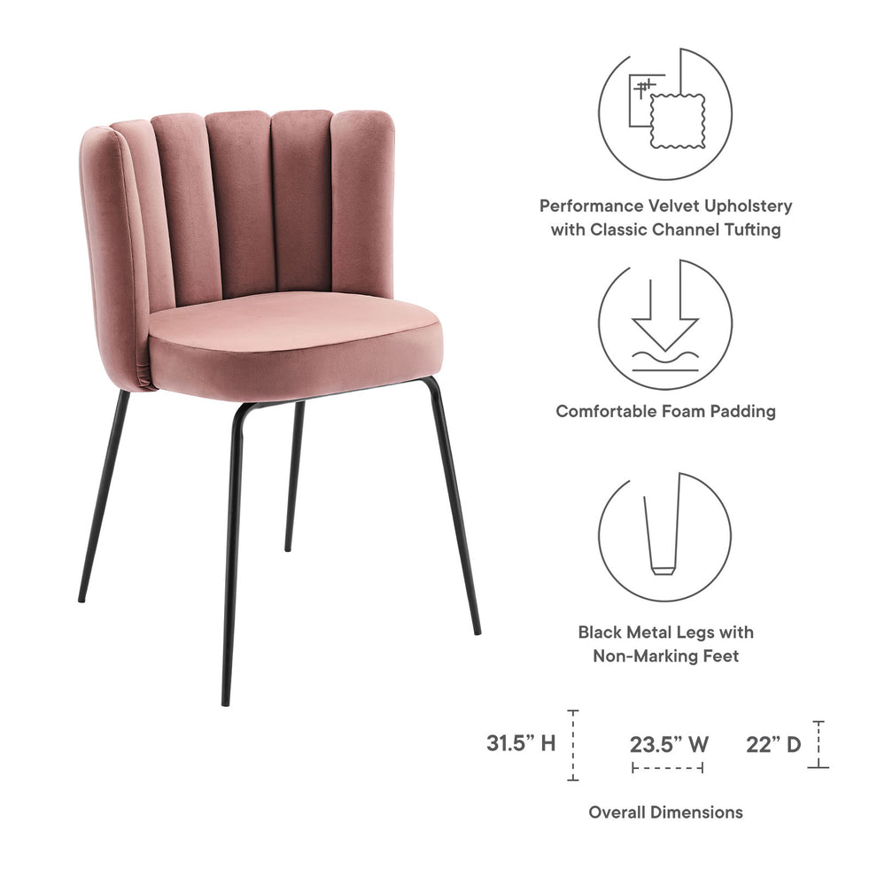 Modway Virtue Performance Velvet Dining Chair Set of 2 - EEI-4675 | Dining Chairs | Modishstore - 8
