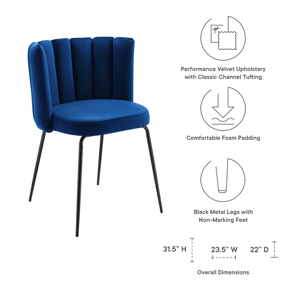 Modway Virtue Performance Velvet Dining Chair Set of 2 - EEI-4675 | Dining Chairs | Modishstore - 24