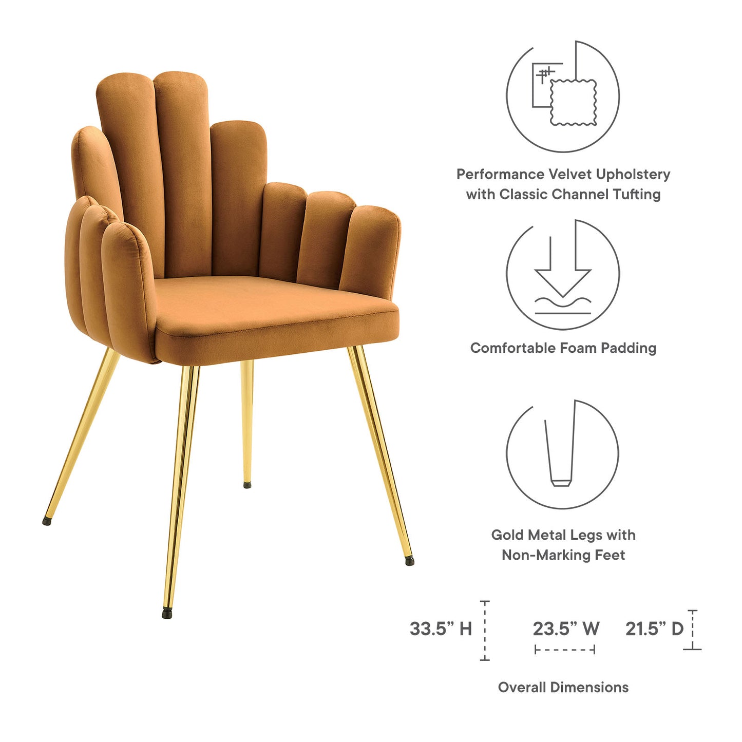 Viceroy Performance Velvet Dining Chair Set of 2 By Modway - EEI-4679 | Dining Chairs | Modishstore - 6